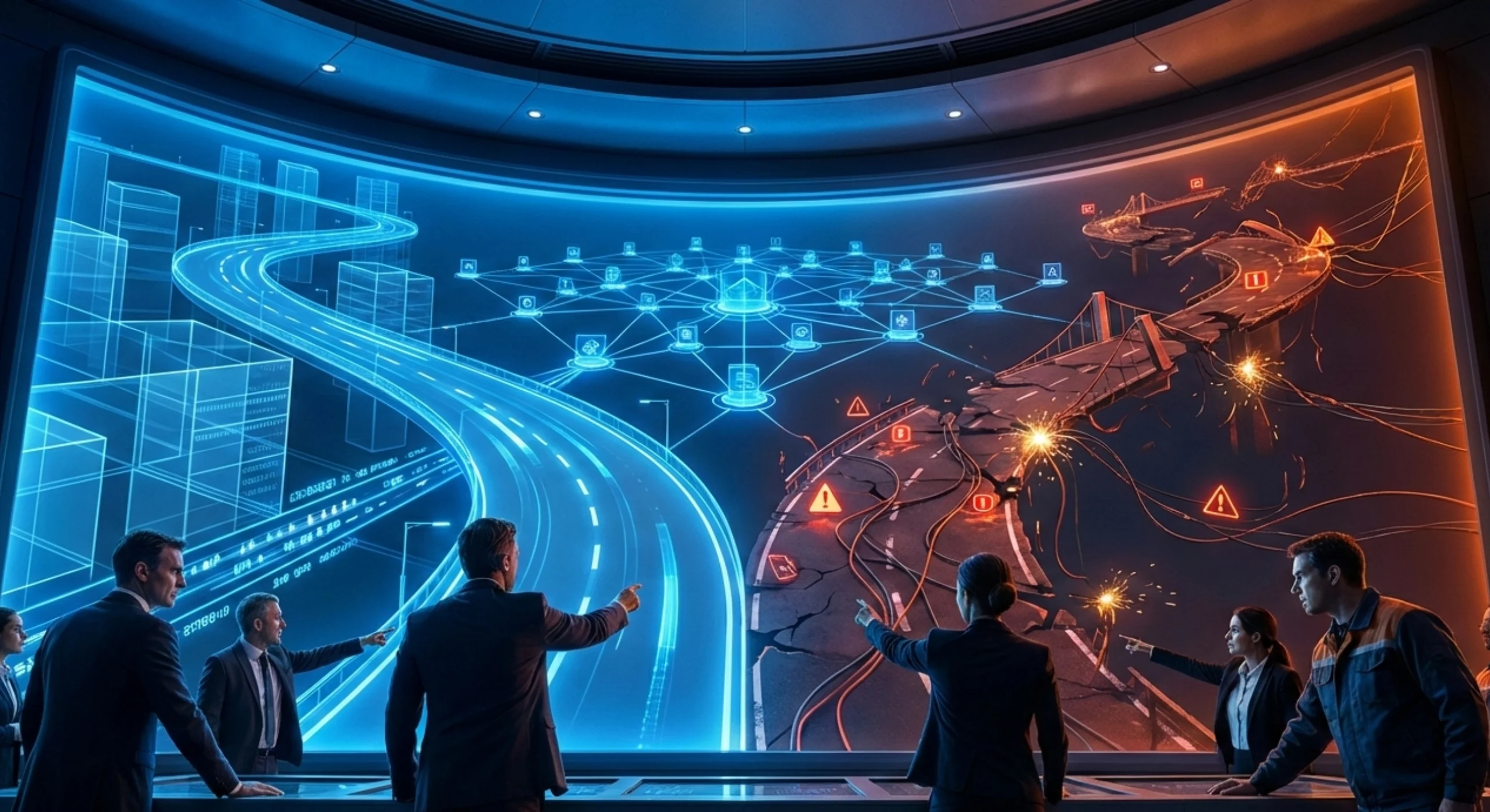 Enterprise platform deployment showing integration complexity, governance challenges, testing risks, and change management across large organisations