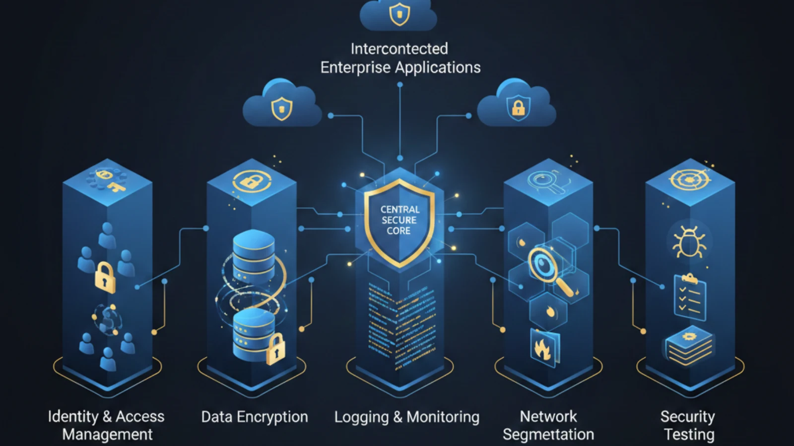 Enterprise IAM with role-based access, multi-factor authentication, and audit trails.