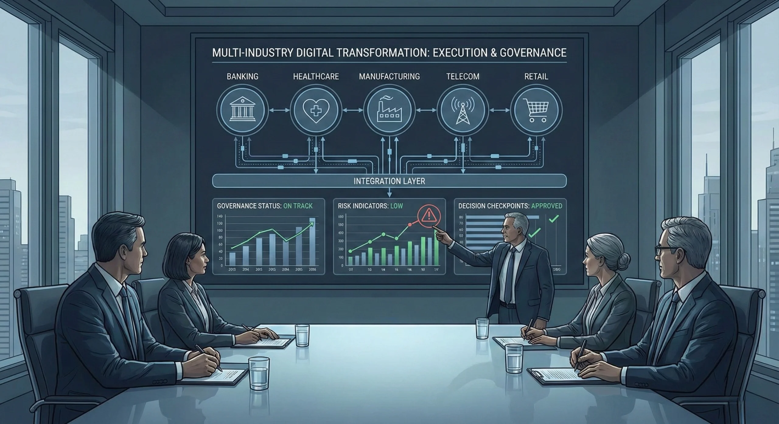 Enterprise leaders and technology teams managing complex programs across banking, healthcare, telecom, and retail to reduce risk and ensure successful delivery