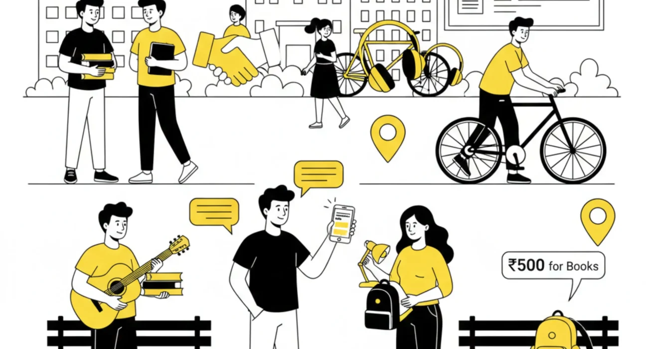 Students buying and selling items locally on campus using a classifieds platform