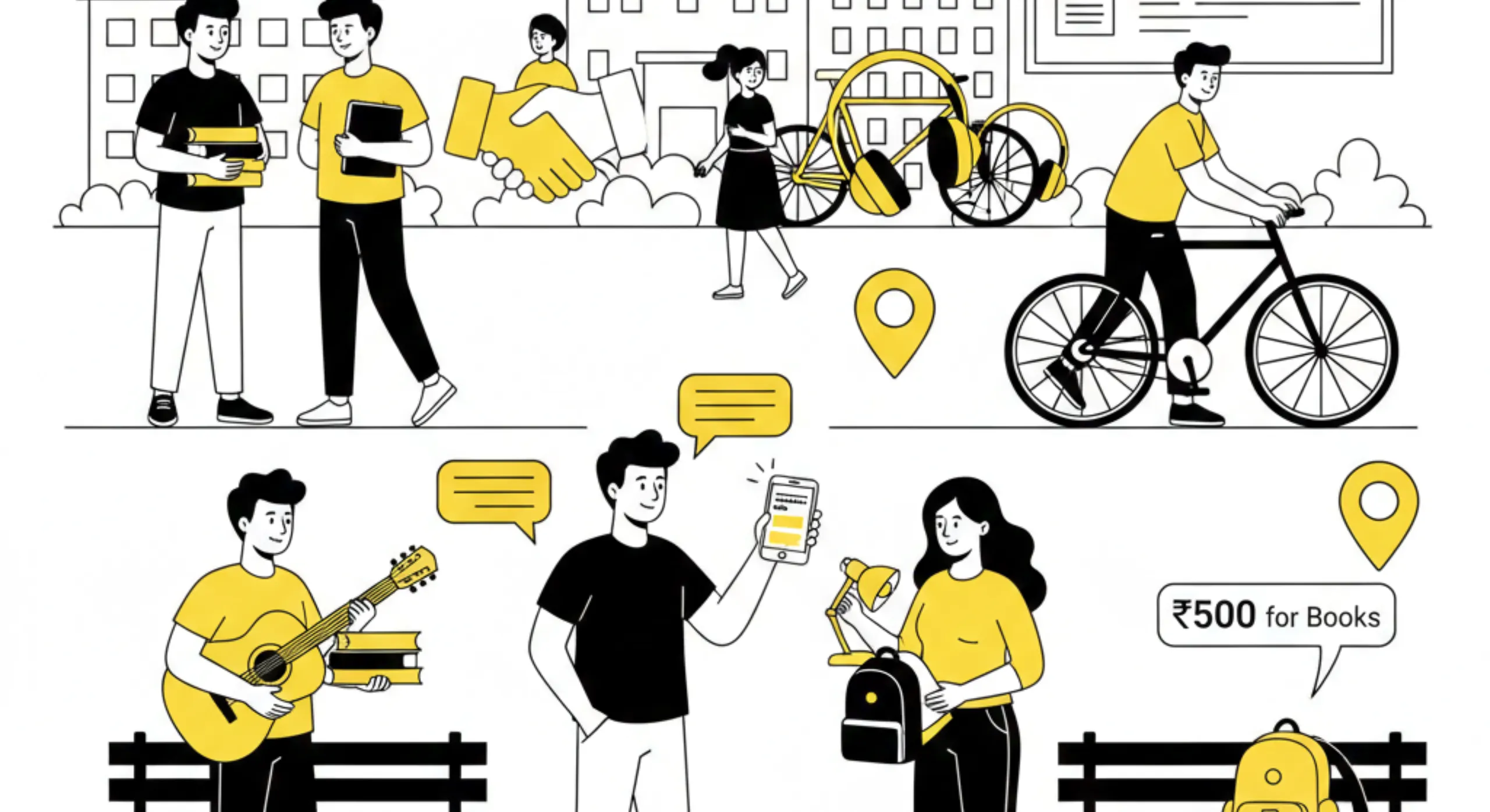 Students buying and selling items locally on campus using a classifieds platform