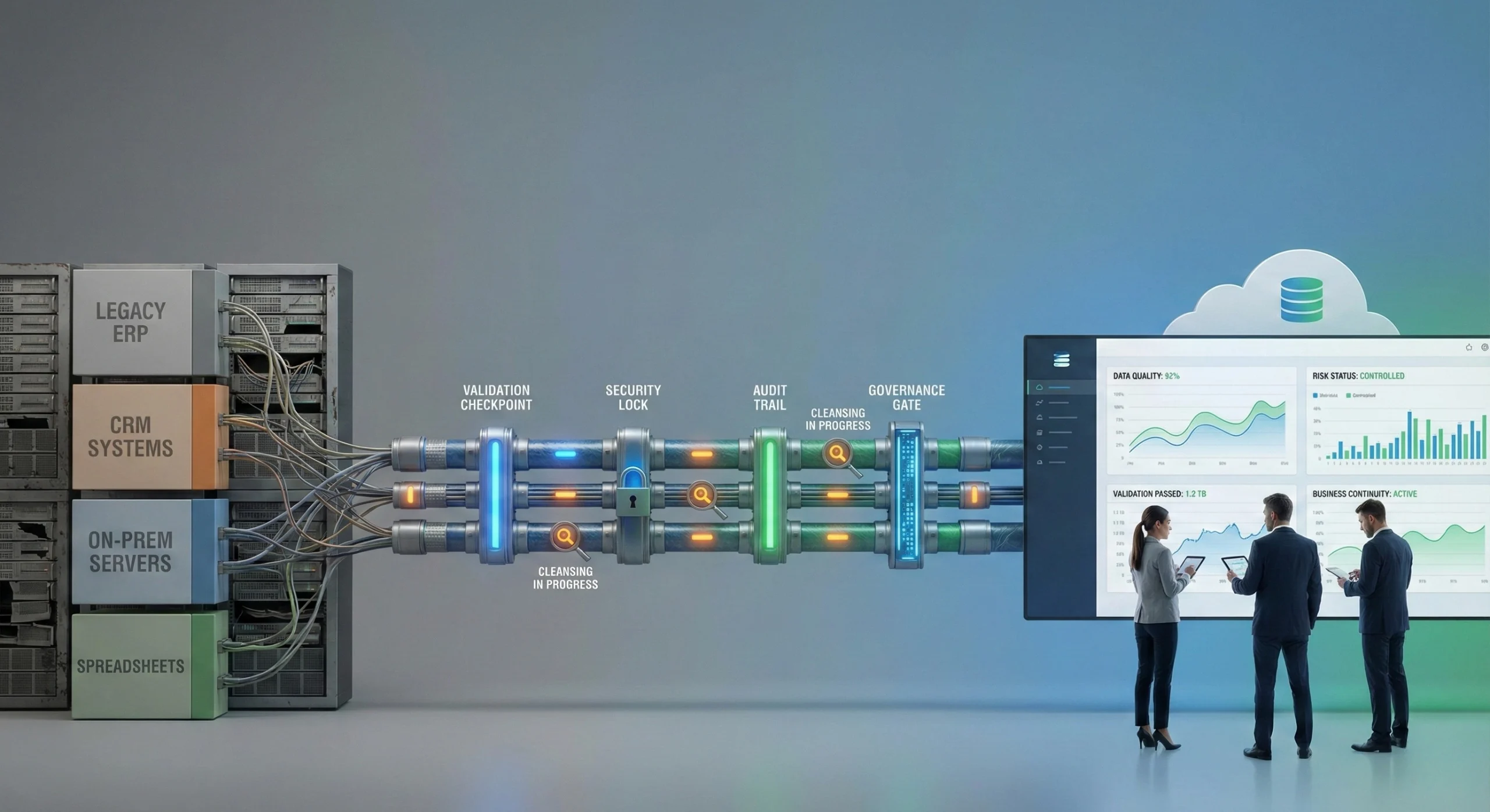 Enterprise data migration strategy highlighting risks, governance, and business continuity