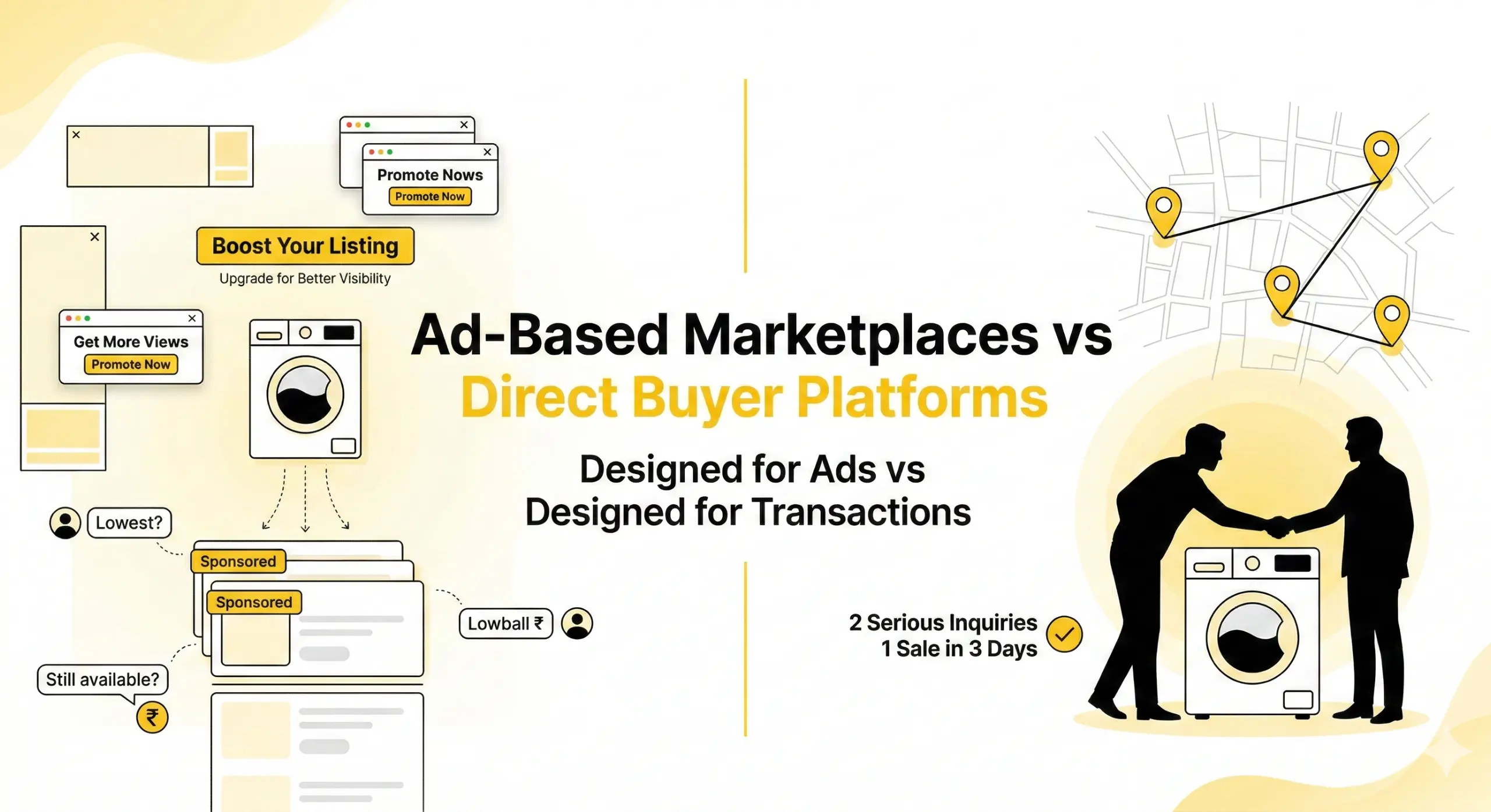 Comparing ad-based marketplaces and direct buyer platforms for local Hyderabad selling