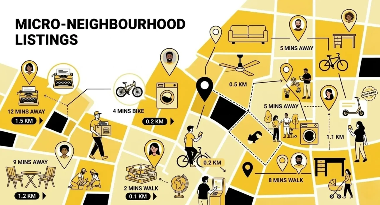 Micro-neighbourhood listings helping buyers find nearby sellers on local classified websites