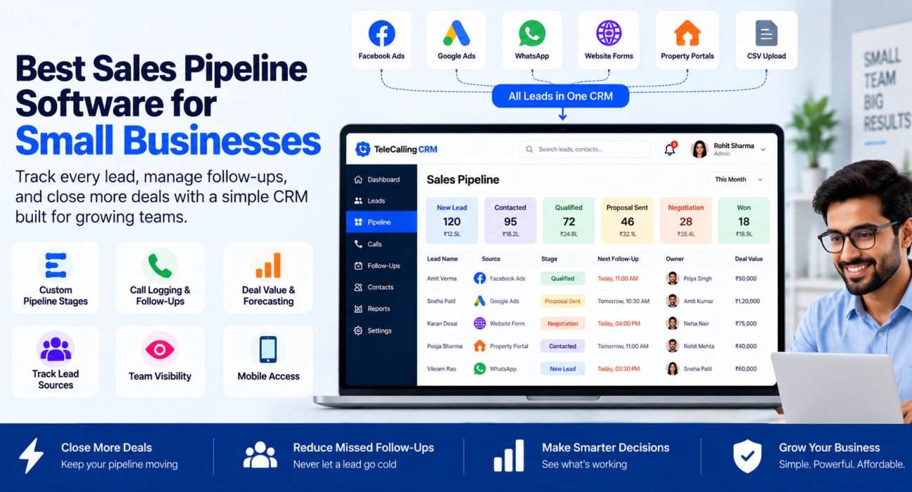 Sales pipeline software for small businesses with CRM dashboard and deal tracking