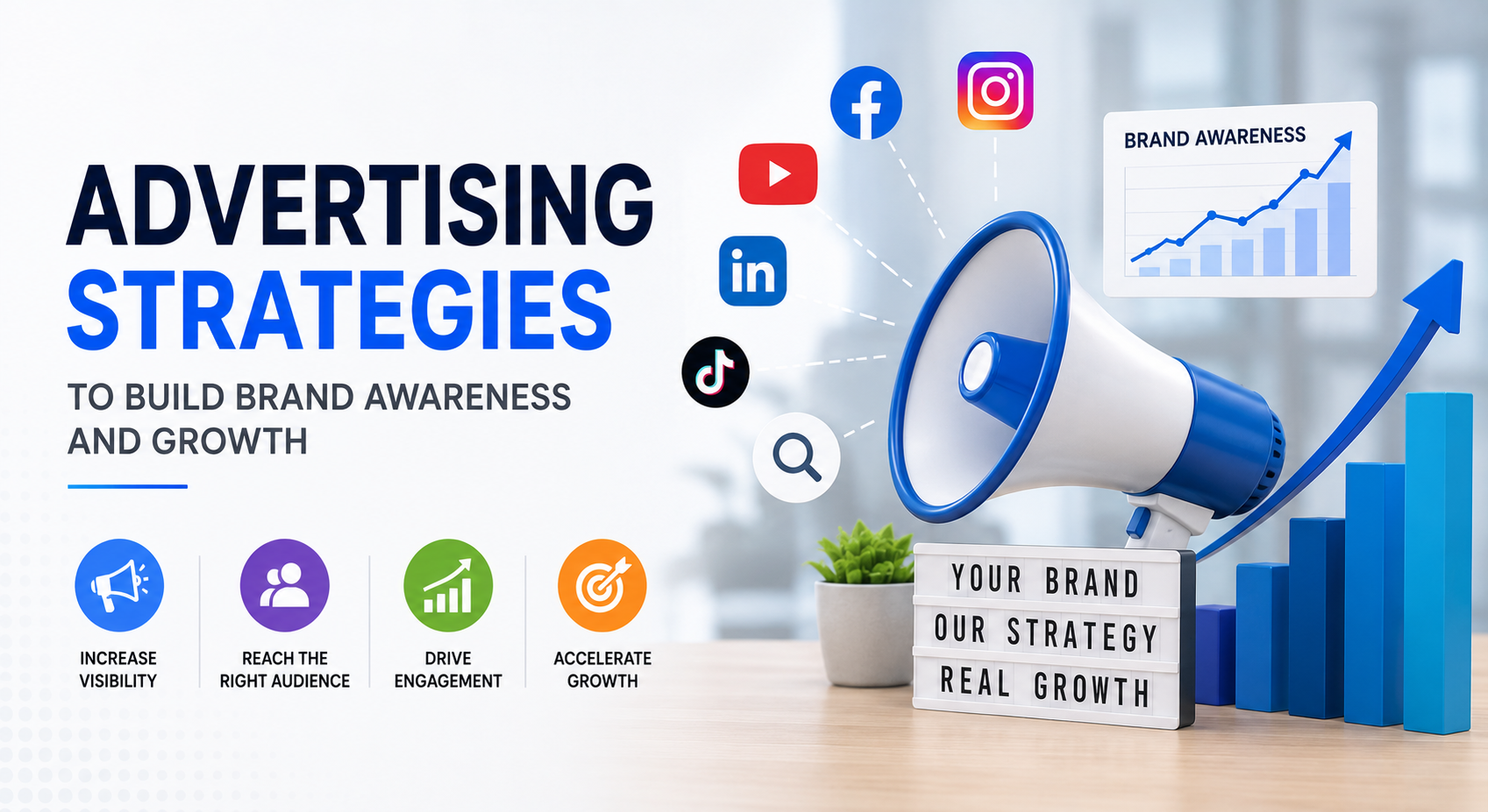 Advertising strategies to build brand awareness, reach the right audience, increase engagement, and drive business growth.