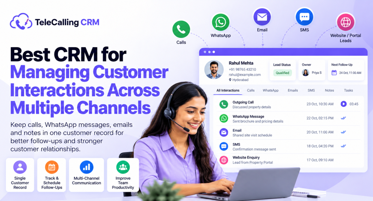 Best CRM for managing customer interactions across multiple channels, including calls, WhatsApp, SMS, email, and website leads.